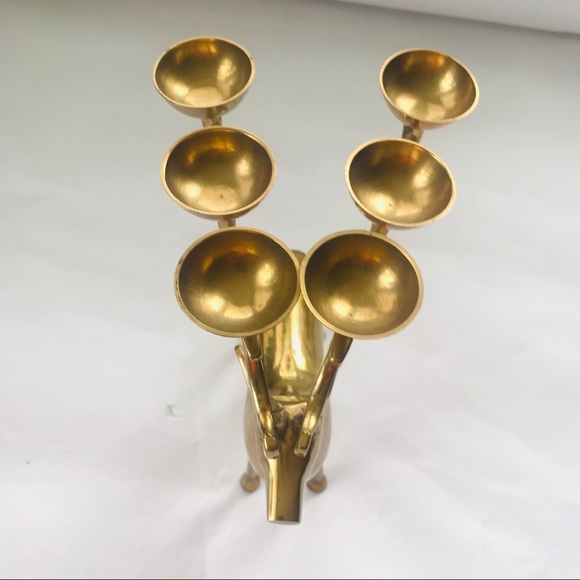 12” brass reindeer candlabra Tealight Candle holde - Picture 4 of 9